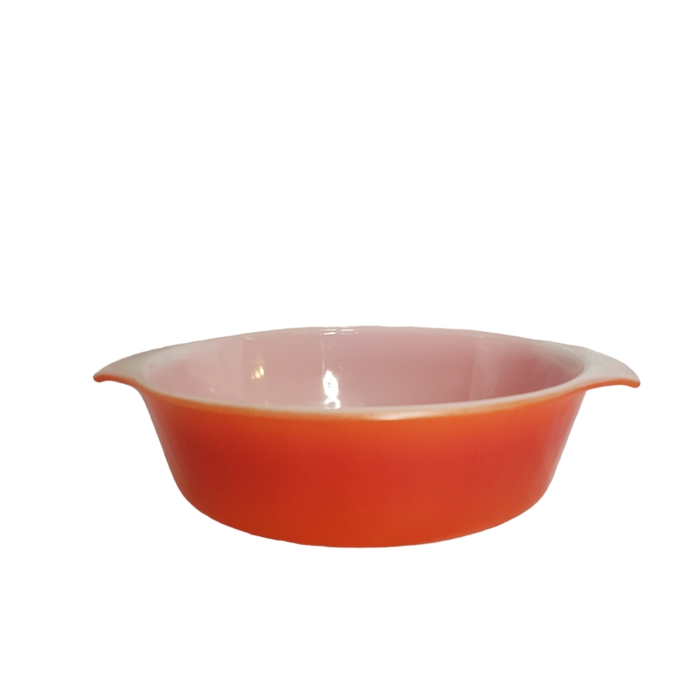 Vintage Retro Anchor Hocking Fire King Orange Red Flame Casserole bowl